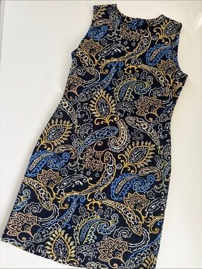 J. McLaughlin Devon Sheath Dress in “Fillmore Paisley” Bainbridge Cloth Large
